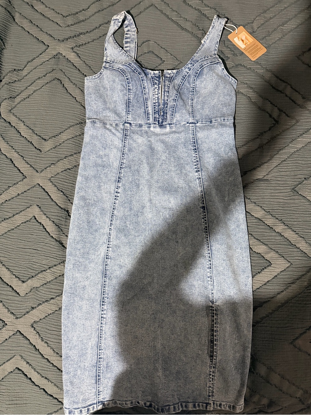 Light Acid Wash Denim Tank Dress